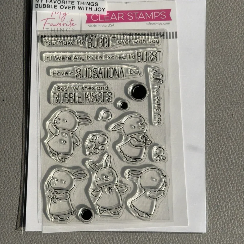 My Favorite Things Bubble over with joy Stamp Set Bunny Rabbit blowing bubbles